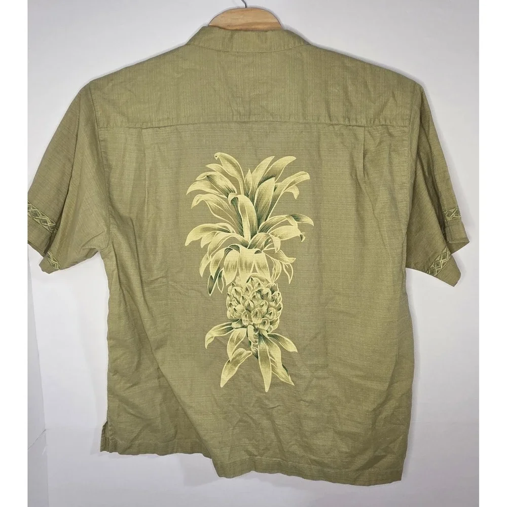Tommy Bahama‎ Hawaiian Camp Shirt Green/Yellow Size XL Coconut Button - Picture 3 of 11